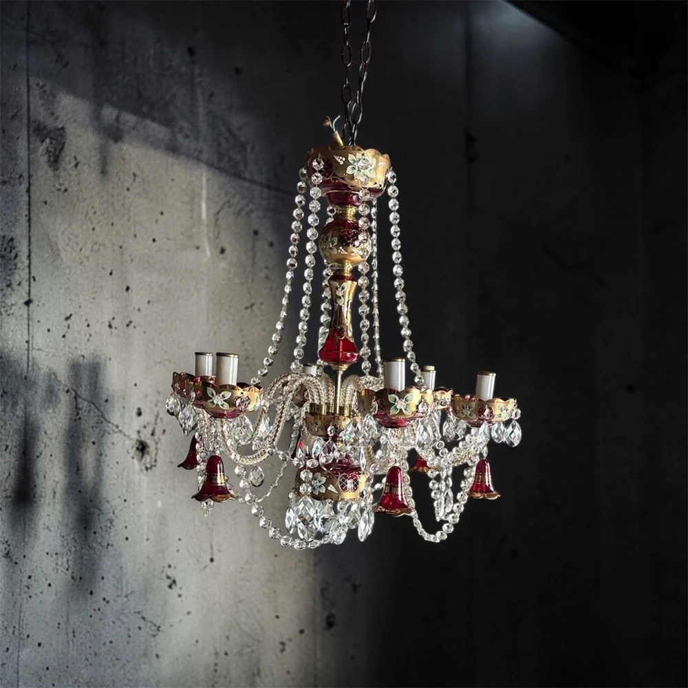 💥💥Vintage Bohemian ruby red crystal chandelier - Picture 9 of 14